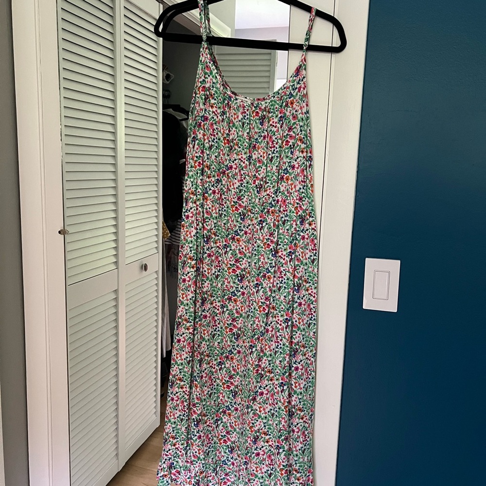 J. Crew Floral Maxi Dress - Green, Red, White